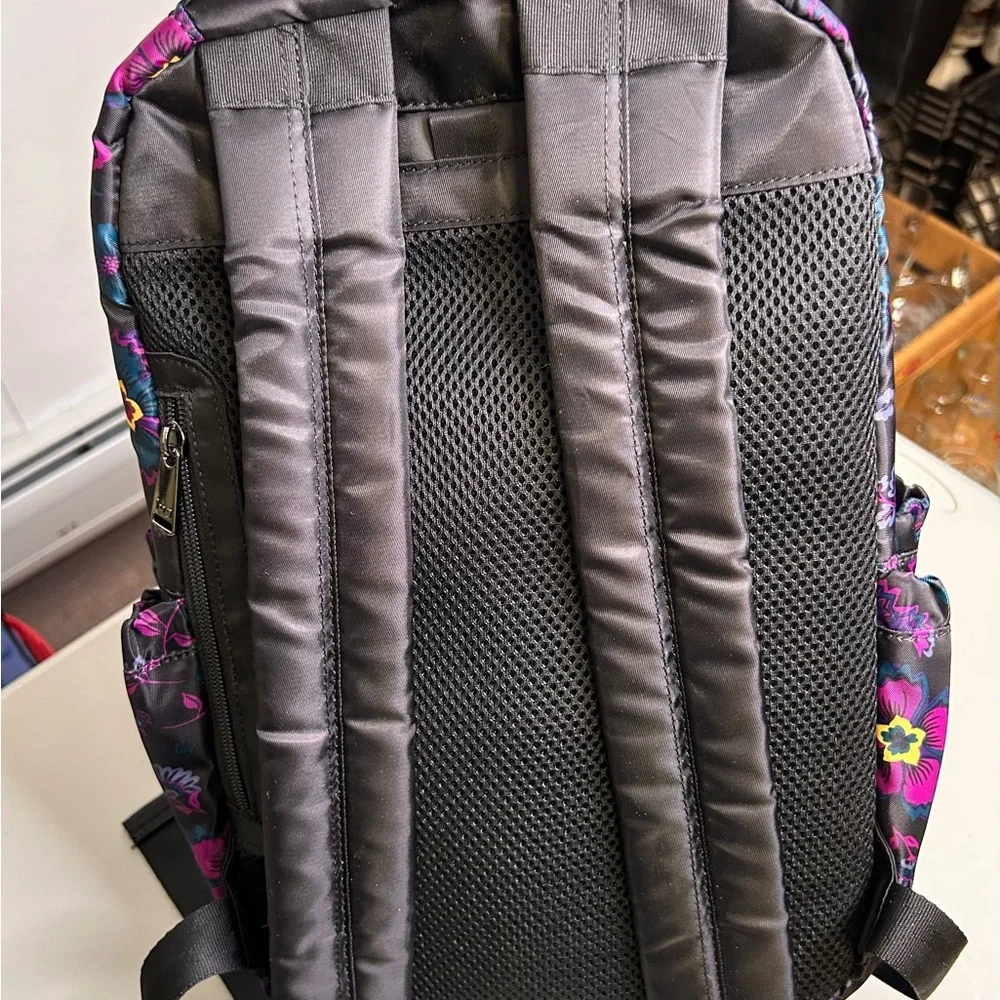 Lug Color Blocked Black and Purple Floral Women's Hopper Backpack - Picture 3 of 13